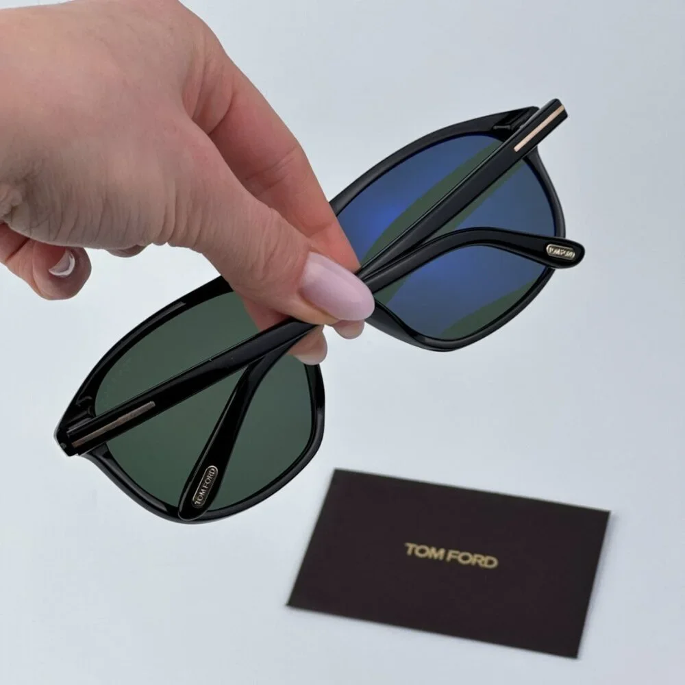 Tom Ford Men Black Green Polarized BRAND NEW Sunglasses PRESCOTT FT1027 01R